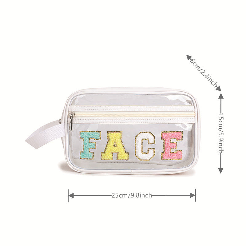 Wholesale Transparent Embroidered Letters Large Capacity Storage Cosmetic Bag